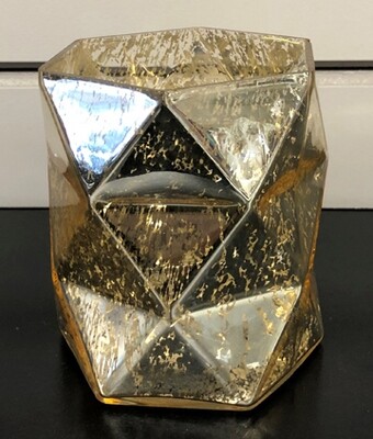 Gold Geo Mercury Glass Hurricane Vase