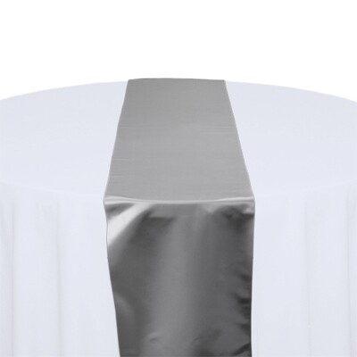 Silver Satin Table Runners Rentals