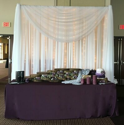 Cake Table Sheer Voile Wedding Backdrop - Iowa Only