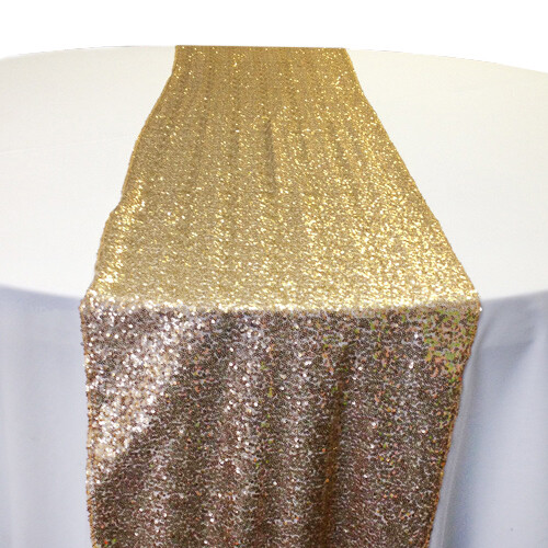 Creative Gold Sequin Table Runner Rentals - Mesh Backing