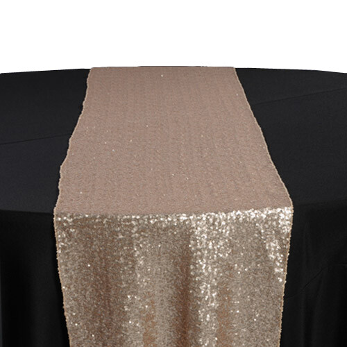 Champagne Sequin Table Runner Rentals - Mesh Backing