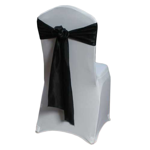 Black Spandex Chair Covers plus Silver Chair Sash with Crown