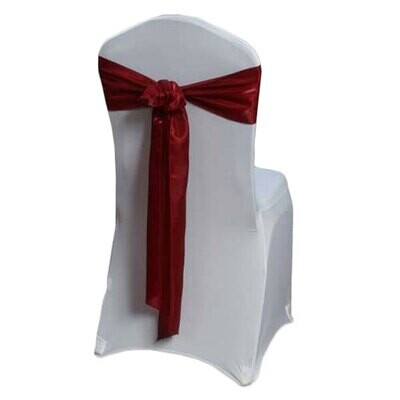 Red Raspberry Organza Sheer Chair Sash Rentals for weddings and events, Iowa-based supplier shippin…
