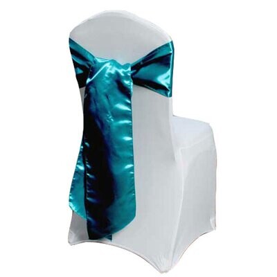 Light Teal Satin Chair Sash Rentals for weddings and events, Iowa-based supplier shipping nationwide