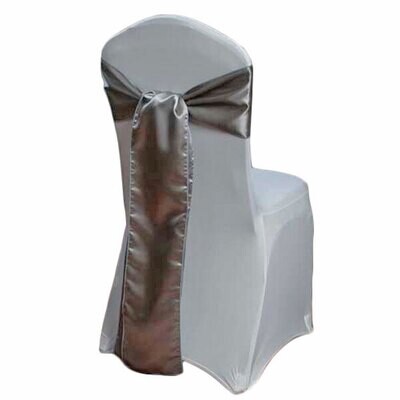 Silver Polyester Satin Chair Sash Rentals Silver Polyester Satin Chair Sash Rentals