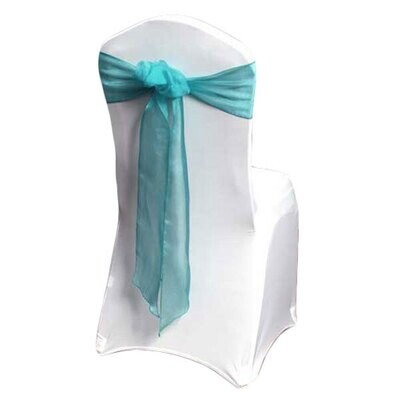 Teal Organza Sheer Chair Sash Rentals Teal Organza Sheer Chair Sash Rentals
