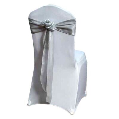 Silver Organza Satin Sash Rental