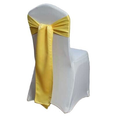 Sunbeam Matte Satin Chair Sash Rentals for weddings and events, Iowa-based supplier shipping nation…