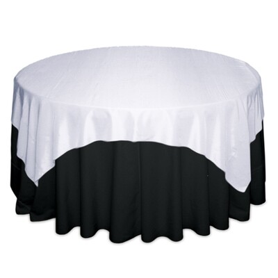 White Taffeta Table Overlay Rentals