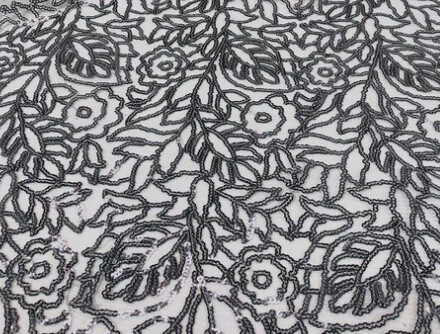 Grey Leaf Sequin Table Overlays