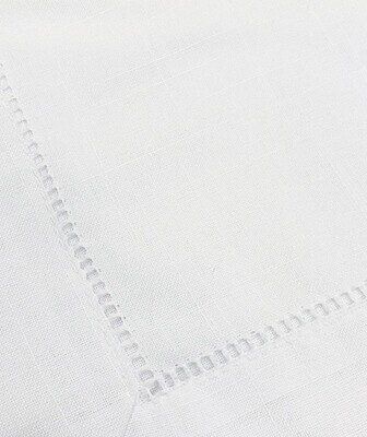White Hemmed Stitched Tablecloth Rentals