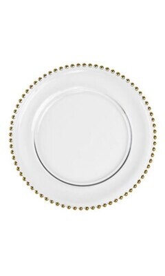 Glass Charger Plates With Gold Beaded Edge