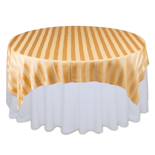 Gold Eternity Sheer Stripe Table Overlay Rental