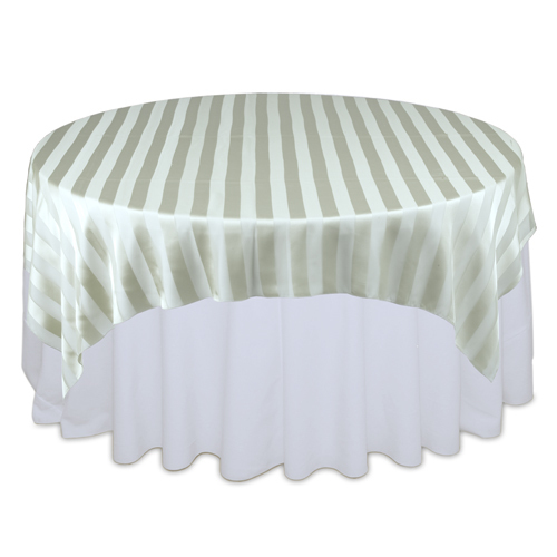 Sage Green Eternity Sheer Stripe Table Overlays Rental
