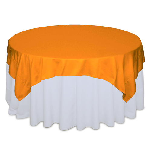 Tangerine Matte Satin Table Overlay Rental