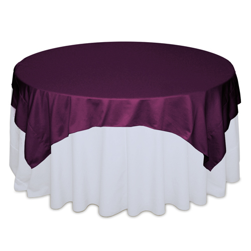 Sangria Plum Matte Satin Table Overlay Rental Sangria Plum Matte Satin Table Overlay Rental