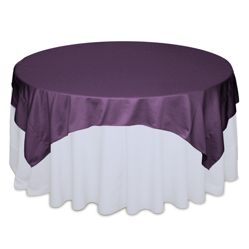 Wisteria Plum Matte Satin Table Overlay Rental Wisteria Plum Matte Satin Table Overlay Rental