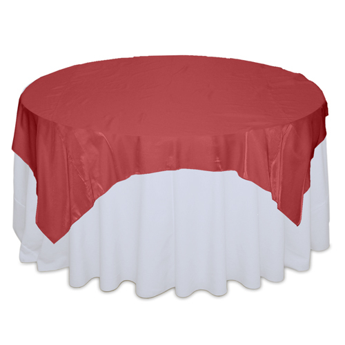 Red Organza Satin Table Overlay Rental