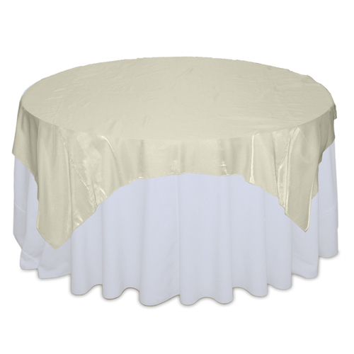 Ivory Organza Satin Table Overlay Rental