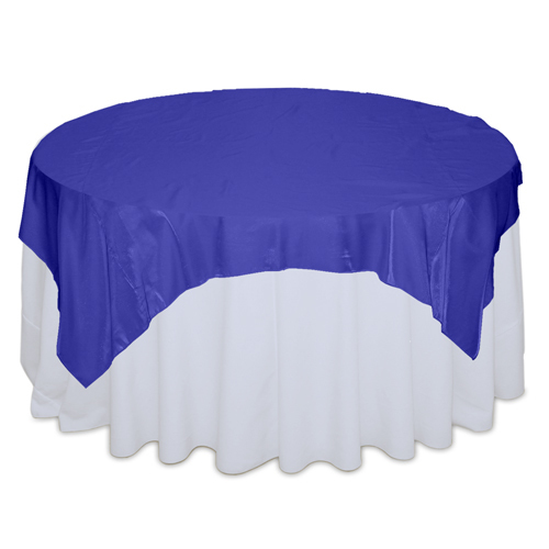 Royal Blue Organza Satin Table Overlay Rental
