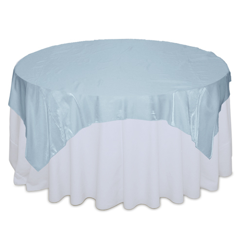 Light Blue Organza Satin Table Overlay Rental