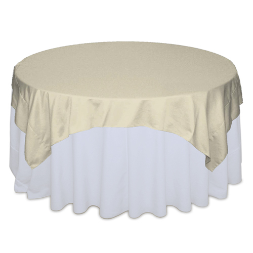 Champagne Matte Satin Table Overlay Rental Champagne Matte Satin Table Overlay Rental