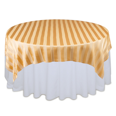 Gold Sheer Stripe Table Overlays Rental