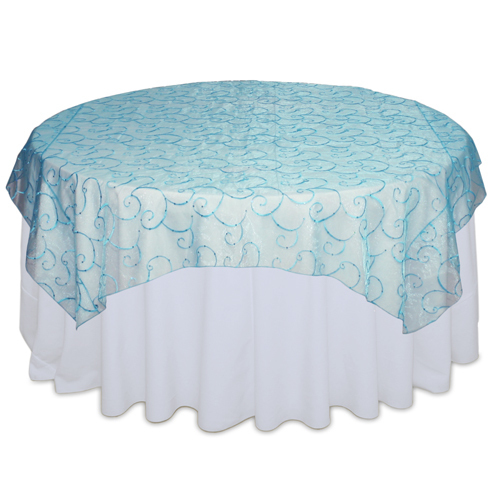 Aqua with Sequins Organza Overlay Rental Aqua with Sequins Organza Overlay Rental