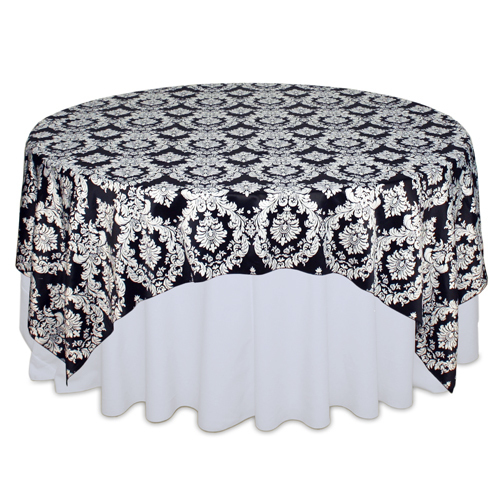 Black & White Damask Satin Overlay Rental Black & White Damask Satin Overlay Rental