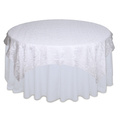 White Organza Swirl Table Overlay Rental