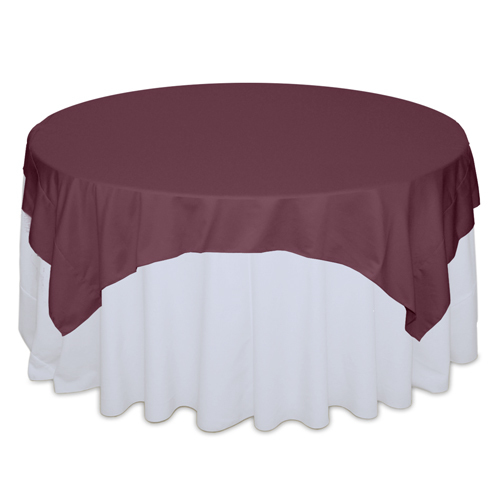 Claret Matte Satin Table Overlay Rental Claret Matte Satin Table Overlay Rental