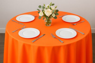 Neon Tangerine Polyester Tablecloth Rentals