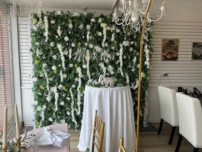 Floral Wall Rental - Artificial Green &amp; White