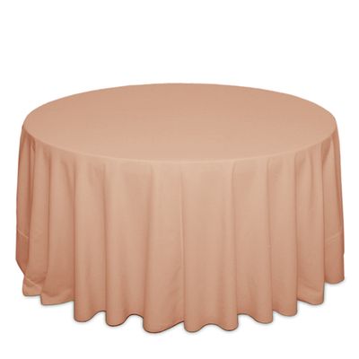Peach polyester tablecloth rentals shipped nationwide for weddings and events