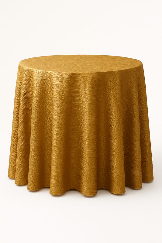 Gold Accordian Crinkle Taffeta Tablecloth Rentals