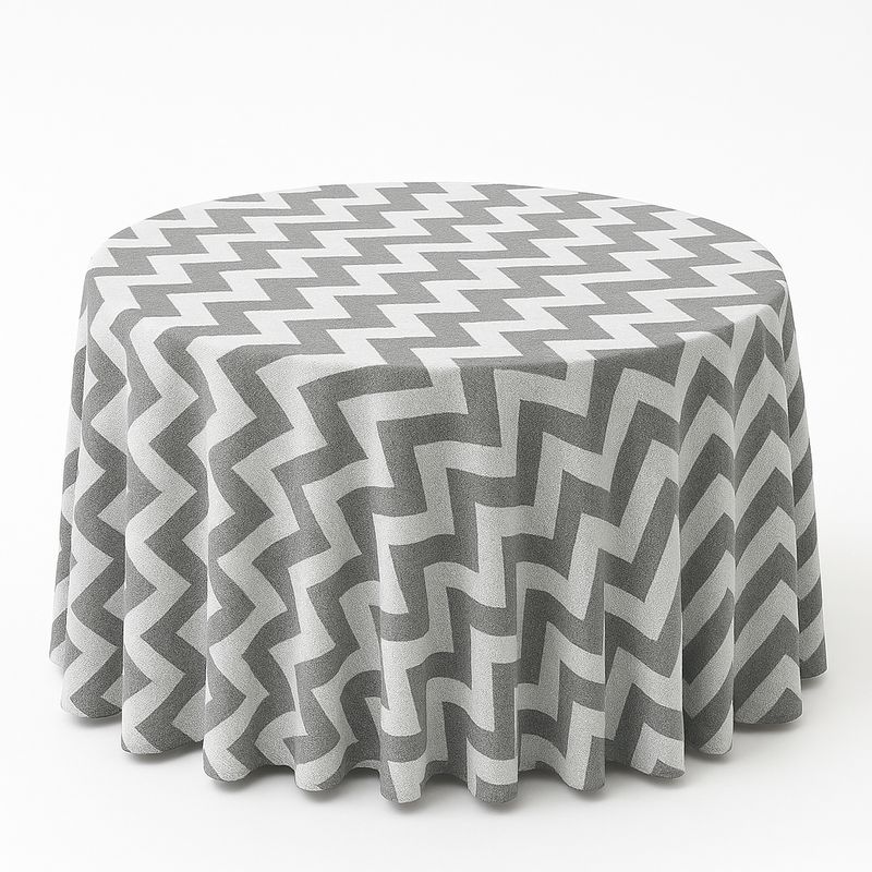 Grey and White Chevron Tablecloth Rentals