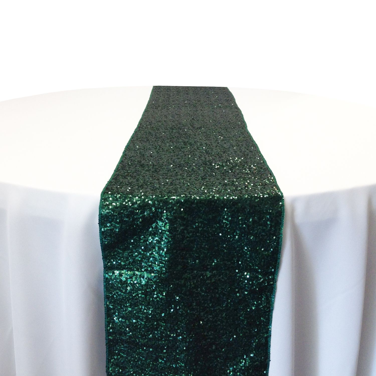 Emerald Green Taffeta Glitz Sequin Table Runner Rental