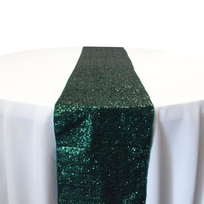 Emerald Green Taffeta Glitz Sequin Table Runner Rental