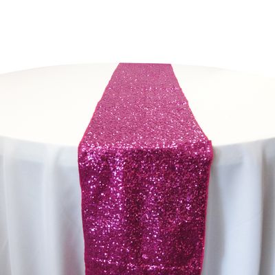 Fuchsia Taffeta Glitz Sequin Table Runner Rental