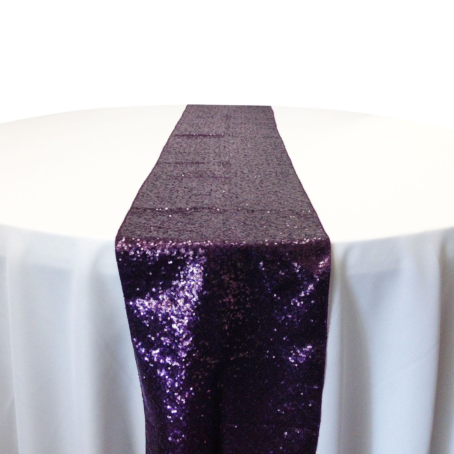 Plum Taffeta Glitz Sequin Table Runner Rental