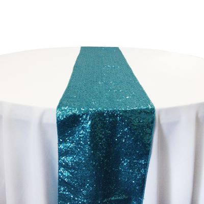 Turquoise Taffeta Glitz Sequin Table Runner Rental