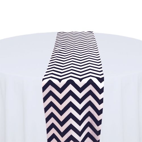 Navy &amp; White Chevron Table Runner Rental