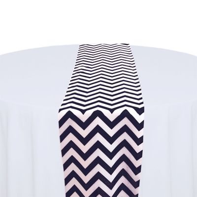 Navy &amp; White Chevron Table Runner Rental