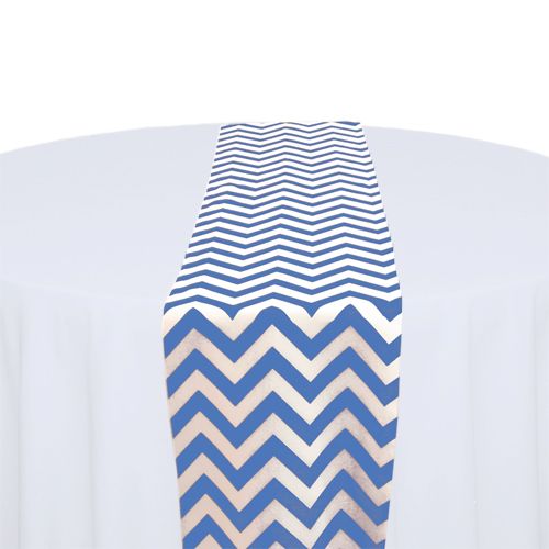 Royal Blue &amp; White Chevron Table Runner Rental