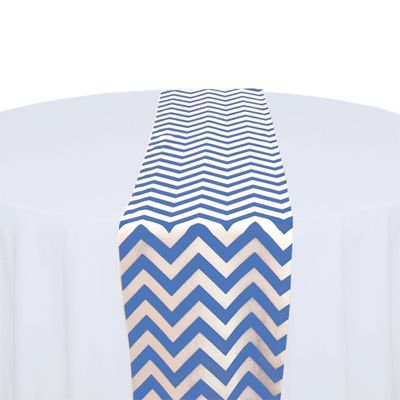 Royal Blue &amp; White Chevron Table Runner Rental