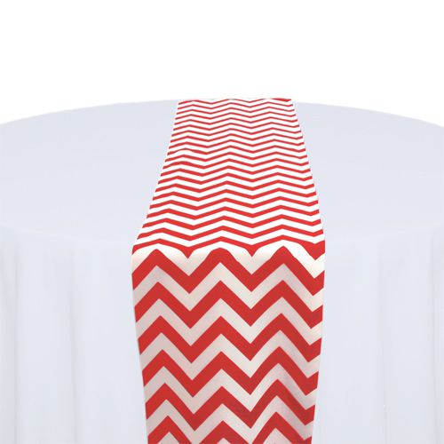 Red &amp; White Chevron Table Runner Rental