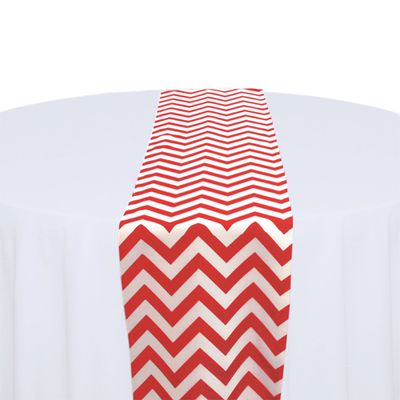 Red &amp; White Chevron Table Runner Rental