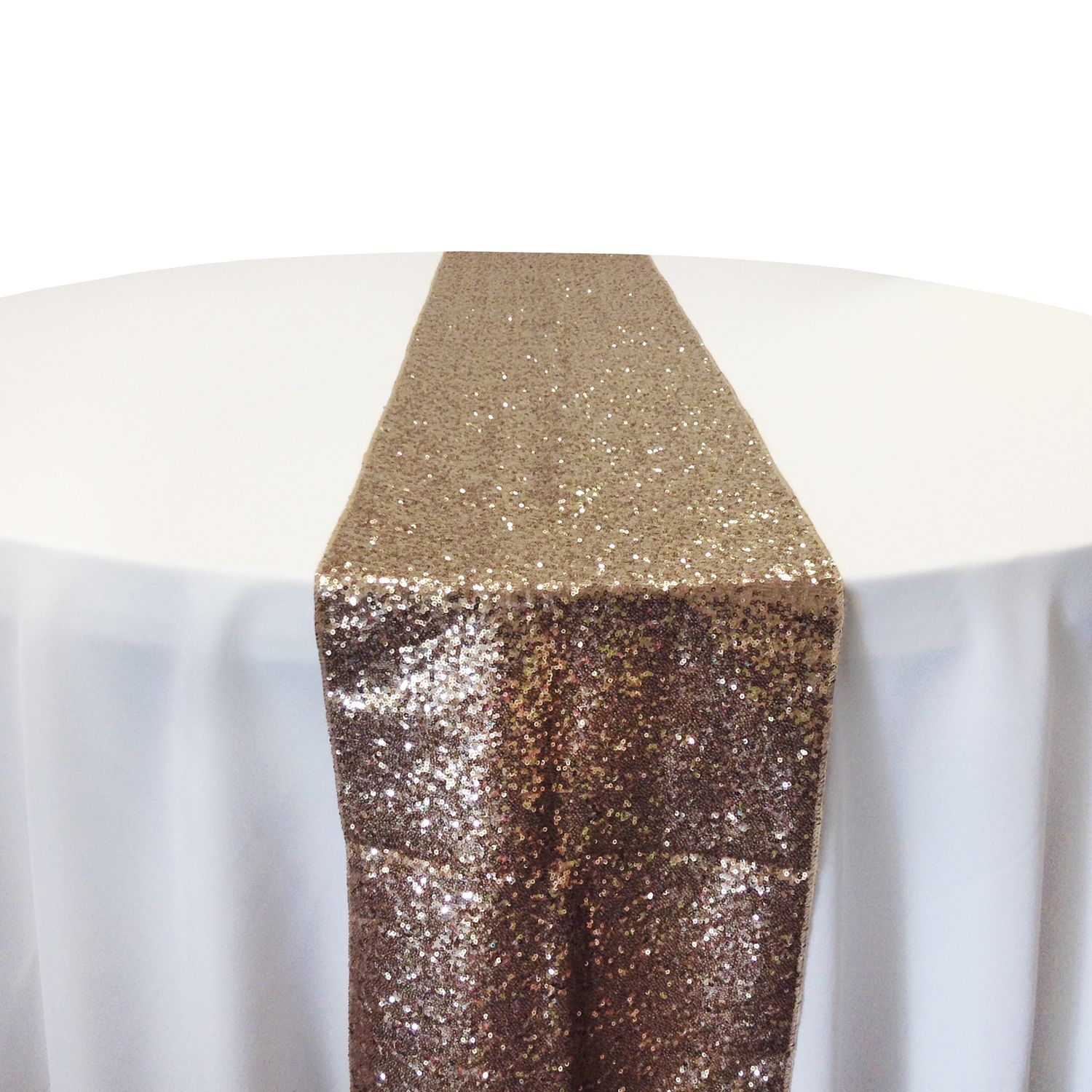 Champagne Taffeta Glitz Table Runner Rental