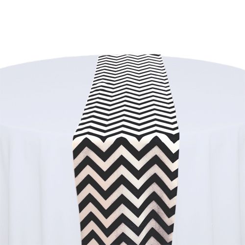 Black &amp; White Chevron Table Runner Rental