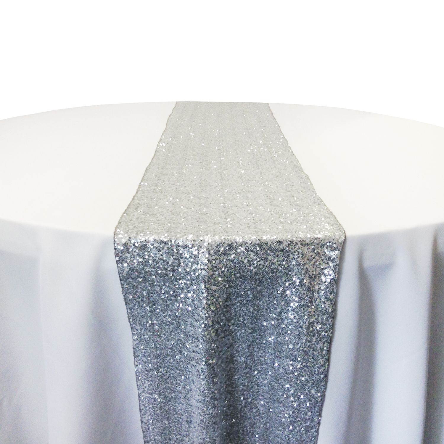 Silver Glitz Sequin Table Runner Rental